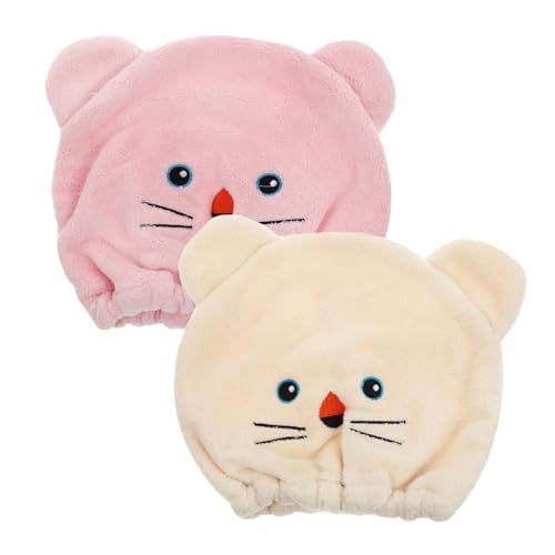 BIUDECO 2 Piezas Toallas de Microfibra para Cabello con Diseño de Dibujos Animados Gorro de Secado Absorbente de Coral Fleece para Mujeres Niñas y Suave y Seguro para Evitar Daños y