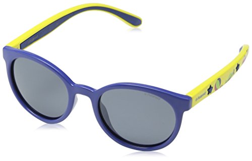 Polaroid Sunglasses PLD 8014/S Oval Sunglasses, Blue/Polarized Gray Blue Mirrored, 46mm, 18mm