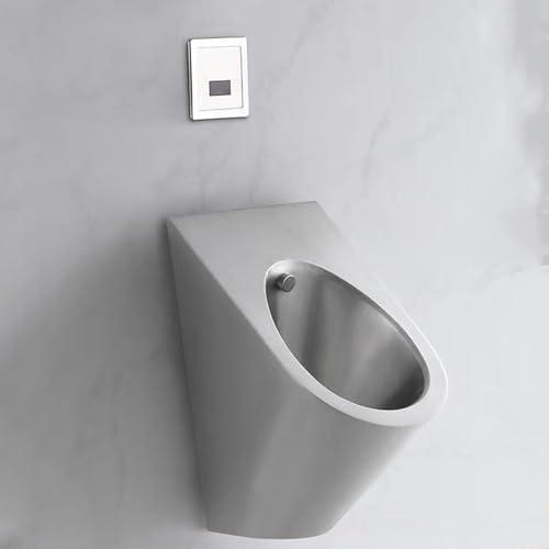 男性用壁掛け式ステンレス製小便器 - 304衛生陶器、センサーフラッシュバルブ付き - 公共トイレ防滴小便器