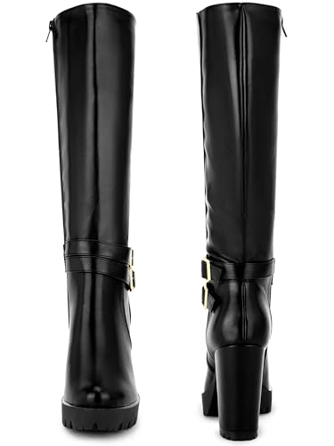 Perphy Round Toe Platform Chunky Heels Knee High Boots for Women3