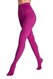 Seidiva Medias Opacas para Mujer 80 Deniers Cintura Alta, Pantimedias Mate Ultrasuave, Más de 25 Colores, 1 Magenta S-M