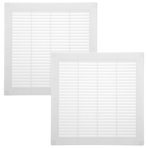 Vent Systems 300 x 300 mm, 2 unidades, color blanco, rejillas de ventilación cuadradas planas, protección contra insectos integrada, orificios de ventilación HVAC para baño, oficina en casa
