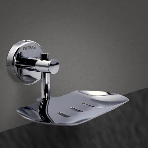 Pathavi Stainless Steel Bathroom Soap Holder | Soap Stand for Bathroom | Soap Dish for Bathroom Accessories (Chrome, Pack of 2)