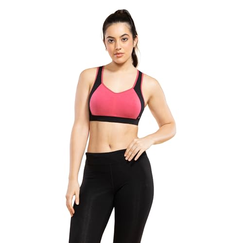 Image of Enamor Side Shaper Panel Women's Cotton Medium Impact Sports Bra with Fixed Cups- Bounce Control, Wider Racer Back, Padded, Wirefree, High-Coverage - SB38