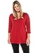 Produktbild Ulla Popken Damen große Größen Übergrößen Plus Size Basic Shirt, Viskose-Crepe, Rundhals, 3/4 Ärmel, Slim Fit Rio rot 42+ 655820 53-42+