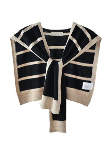Women's Sweater Shawl Wraps Fisherman Aesthetic Triangle Striped Sweater Scarf Top Downtown Girl Old Money