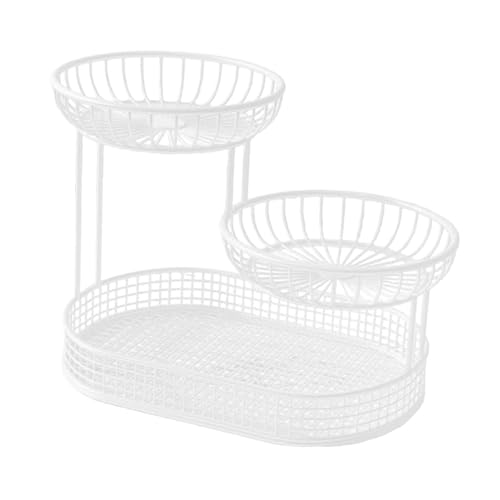 Gralara Corbeille à Fruits à 3 Étages, Support pour Bol à Fruits, Panier de Grande Capacité, Organisateur Multifonction Légumes/Œufs/Snacks, Support Métallique pour Salle à Manger, Blanc
