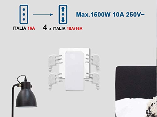 LEDLUX Adattatore Quadruplo Spina 10A/16A con 4