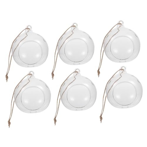 GRIRIW 6pcs Hanging Glass Ball Candle Holder Decor Hanging Candle Holder DIY Hanging Glass Globe Hanging Glass Bauble Candle Holder Tea Light Holder Lamp Holder Candle Holders