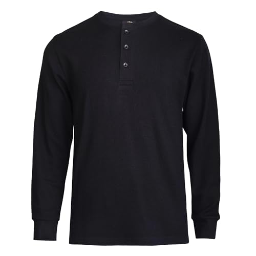 Men's Waffle Knit Thermal Henley Shirt - Long...