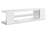 Monarch specialties I 3535, TV Console, High Glossy with Tempered Glass, White, 60
