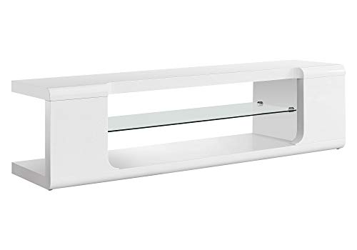 Monarch specialties , TV Console, High Glossy with Tempered Glass, White, 60