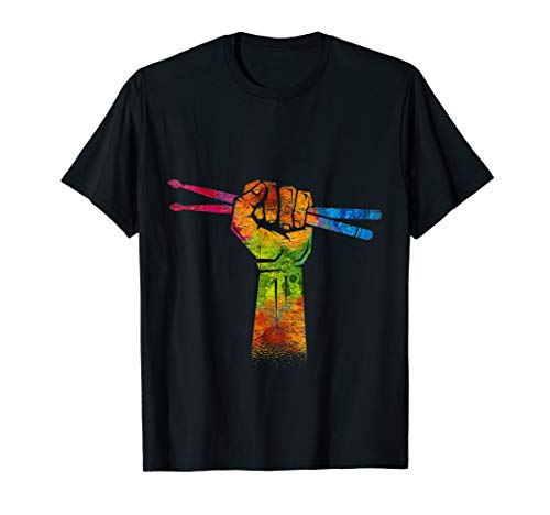 Colorful Drums Fist Drumsticks Percussion Gift Idea Drummer T-Shirt