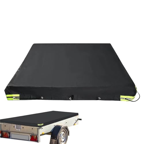 Telone per rimorchio, 214 x 122 x 13 cm, con corda per telone, in tessuto Oxford 420D, copertura rinforzata, per rimorchi auto, 750 kg, nero/grigio