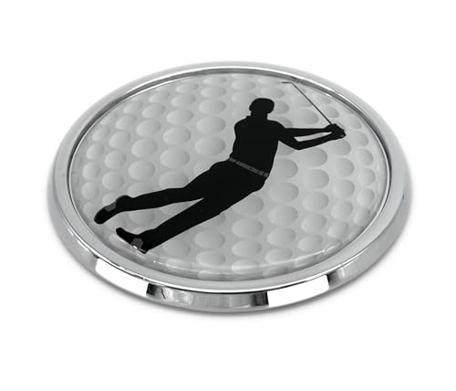 Image of Elektroplate Golfer Swing All Metal Automotive Emblem | SUV and Truck Size at 3.5 inch | Weatherproof