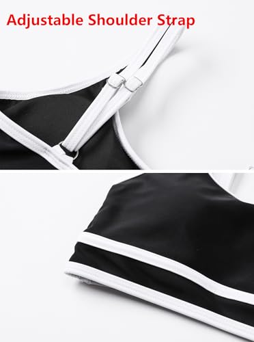 Image of J.E Sterguard Girls Two Piece Swimsuits Teen Bikini Girls' Swimwear Girl Black Swimsuits Size 10-12 1603-H