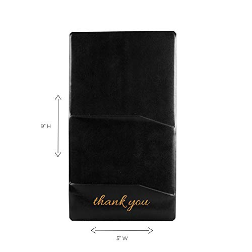 Risch Single Panel Check Presenter, Smooth, Padded Vinyl with 2 Pockets and “Thank You” Imprinted in Metallic Gold, Black, 5” x 9” (Pack of 12) – Made in The USA