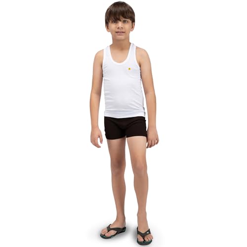 Image of Amul Comfy Boy's Vest | 100% Cotton Single Jersey Fabric | U Neck Sleeveless Innerwear | Soft Hand Feel Comfort Fit | Seamless Body | Superior Daily Comfort | Color May Vary (Pack of 4)