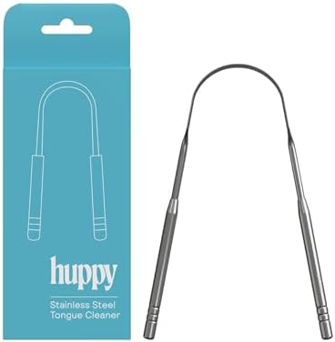 HUPPY Stainless Steel Tongue Cleaner – Reusable Tongue Scraper for Fresh Breath & Oral Hygiene | Durable Zero-Waste Tool, Removes Tongue Coating, Easy to Clean
