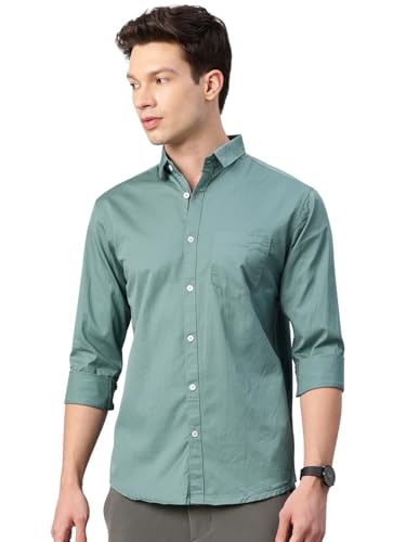 Image of Majestic Man Men's Cotton Slim Fit Solid Casual Shirt