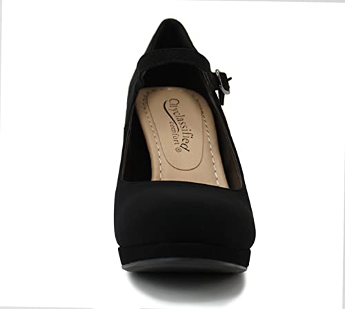 CITYCLASSIFIED “Dennis” ~ Women’s Comfort Extra Padding Insole Stiletto Heel Mary Jane Strap Pump Office Ladies Closed Round Toe Pumps Shoes3
