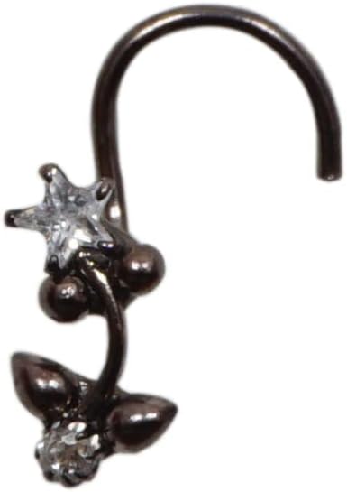 Sterling Silver Nose Stud White Diamond Nose Piercing Indian Nose Stud Crystal Nose Hoop Crock Screw Nose Pin Black Plated Nose Hoop Indian Nose Ring
