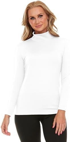 Thermajane Women's Thermal Turtle Neck Shirt - Suitable for Multiple Activities & Fits Perfectly - Attractive & Comforting Long Sleeve Top, an Ideal Gift for Any Women (White, XX-Small)
