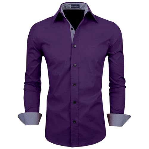 Image of Zombom Men's Solid Cotton Blend Regular Fit Full Sleeve Collared Neck Casual Shirt for Men