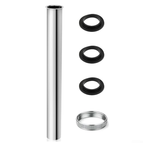 Sink Basin Stainless Steel Siphon Extension Pipe with Leak Resistant Design Featuring Union Nut and Three Rubber Washers for Stable Drain Connection