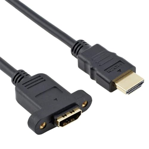RuhZa (30Cm 1.4 Version HDMI Male to HDMI Female Extension Cable (Input Panel Mount Adapter Cable) HDMI M-F Cable -black