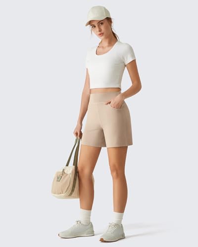 Image of G4Free EverGoing Women's Casual Shorts High Waisted 4'' / 5'' Comfy Shorts with Pockets for Yoga Workout Lounge
