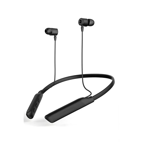 Image of Wave P'R'O Bluetooth Neckband Earphones with 40H Playtime, BT 5.3, Passive Noise Cancellation, HD Mic, IPX5 Sweatproof- Black