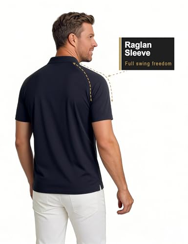 Camiseta polo deportiva para hombre Soojun, de rendimiento para golf, transpirable y técnica, con dobladillo adherido Active-Grip, estiramiento 4 vías, tejido sin arrugas, diseño apto para desplazamientos y uso diario fácil de cuidar miniatura 3