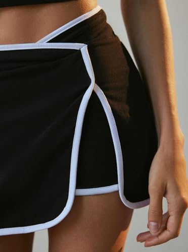 Women's Casual Contrast Trim Slim Fit Asymmetric Short Mini Skirt3