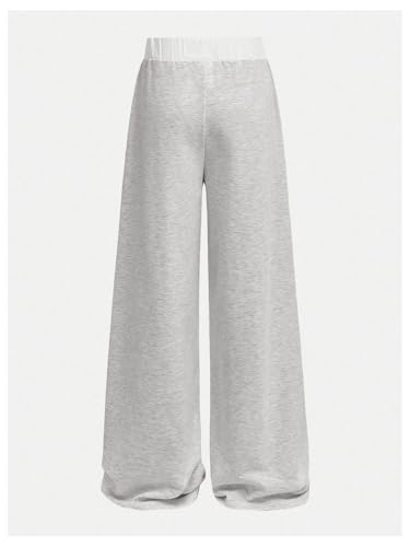 Image of RoseSeek Girl's Baggy Sweatpants Letter Patched Wide Leg Pants Elastic Waist Long Trousers Joggers Trendy