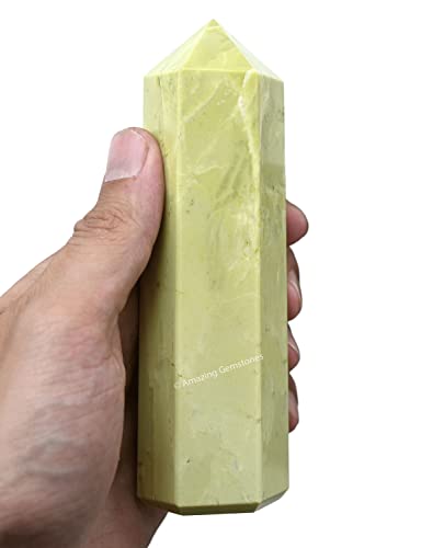 Image of Amazing Gemstone Large Serpentine Crystal Towers ~ Natural Healing Crystal Point Obelisk for Reiki Healing and Crystal Grid (5.5 to 6 INCH)