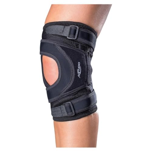 DonJoy Tru-Pull Lite Knee Support Brace for Women and Men | Adjustable Compression Knee Braces and Elastic Supports for Patellar Dislocations | Knee Pain Relief | Right Leg, Large