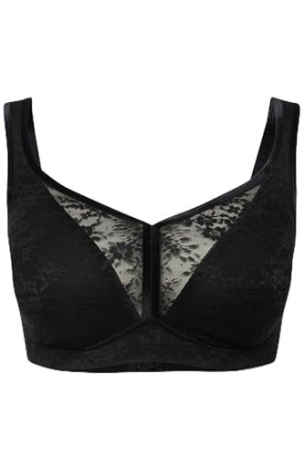 Ulla Popken Damen große Größen Übergrößen Plus Size Minimizer-BH, Spacer-Schalen, ohne Bügel, Cup C-E schwarz 100D 830098100-100D