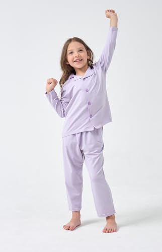 Kids Cotton Clothes Set,Button Down Top and Pants Long Sleeve Soft Comfortable Cloth Sets 3-12Years4