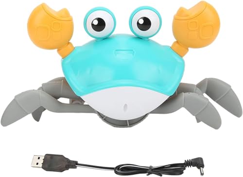 Image of SHINETOY Baby Crawling Crab Musical Toy, Toddler Electronic Light Up Crawling Toy with Automatically Avoid Obstacle, Walking Crab Toy for Toddler Babies Boys Girls (Blue)