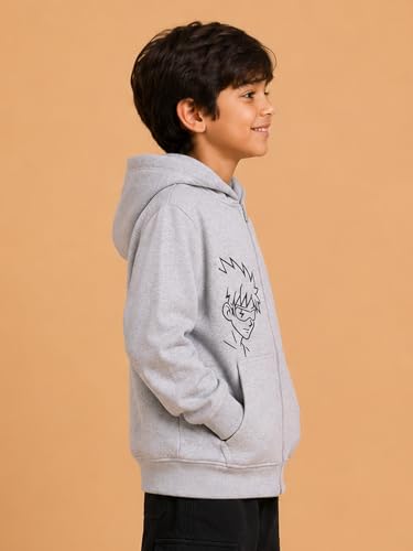 Image of Unisex Kids Solid Full Sleeve Zip Front Open Hooded Sweatshirt