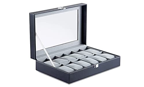 Red Velvet Premium Wrist Watch Box Organizer Case for Men and Women in Black Color with 12 Slots of Watches (B09B6D3YKL) Amazon Price History, Amazon Price Tracker