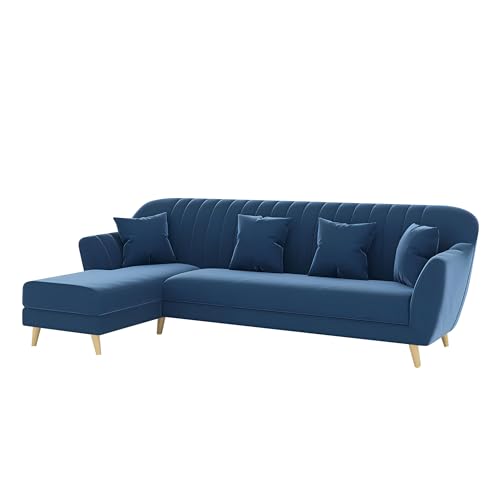 Image of Atticus LHS 6 Seater L Shape Sofa Set for Living Room (Blue Fabric) Premium Fabric Sofa Set