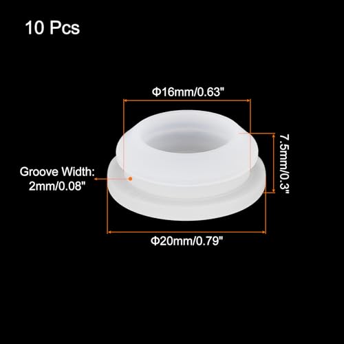 Image of MECCANIXITY 10pcs Silicone Snap in Locking Hole Plugs,16mm /0.6 Inch Mounting Diameter Narrow Groove Width 2mm Panel Seal Cover Round for Kitchen Bulkheads Waterproof Sealing Plugs Clear