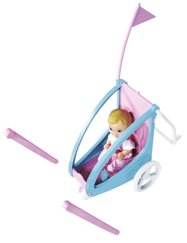 Steffi Love Bike Trailer, Spielpuppe auf ihrem Fahrrad mit Anhänger fürs Baby, Hund und Helmen, ab 3 Jahren