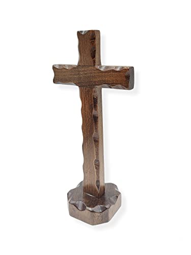 Crucifijo de madera de Umbría con peana, cruz de diseño italiano premium La Balestra