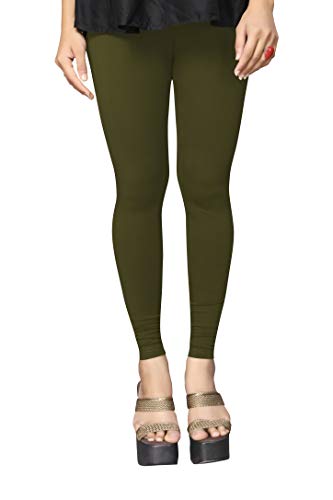 Image of Women's Cotton Skinny Leggings with Ankle Length Solid Pattern Mid Rise and Elastic Closure | Cotton Skinny Leggings for Womens
