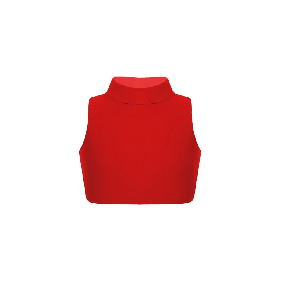Image of Gum & Berries Girls Turtle Neck Crop Sleeveless Vest Tank Top Lightweight Disco Dance,