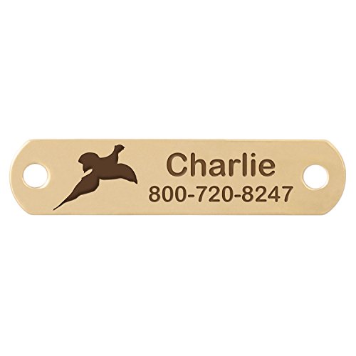 dogIDS Rivet-On Dog Collar Name Plate with Golden Retriever Design - Brass - Fits 3/4 Inch Wide Collar