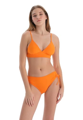 Bas de bikini tricoté femme Dagi orange : slip de maillot de bain droit